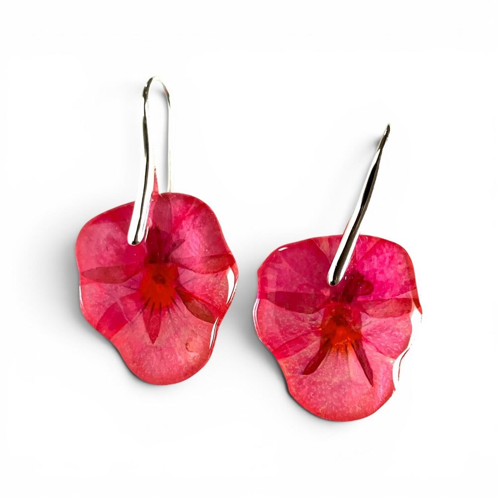 Pink flower earrings